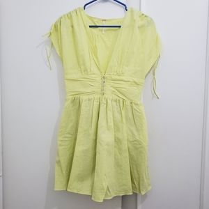 NWOT Free People neon yellow linen dress szXS